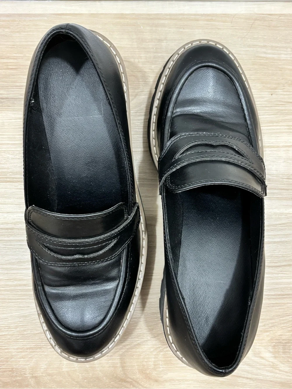 DV by Dolce Vita Tammy Black Chunky Lug Sole Penny Loafers Platform 7.5